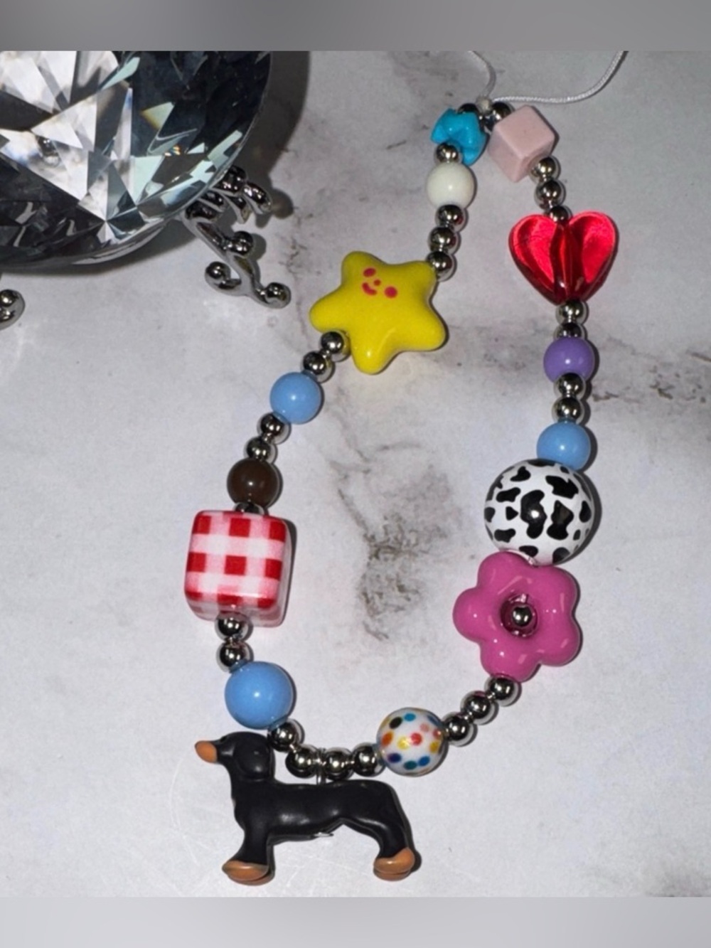 Colorful Beaded Charm Purse/Cellphone or Keychain - Picture 2 of 2